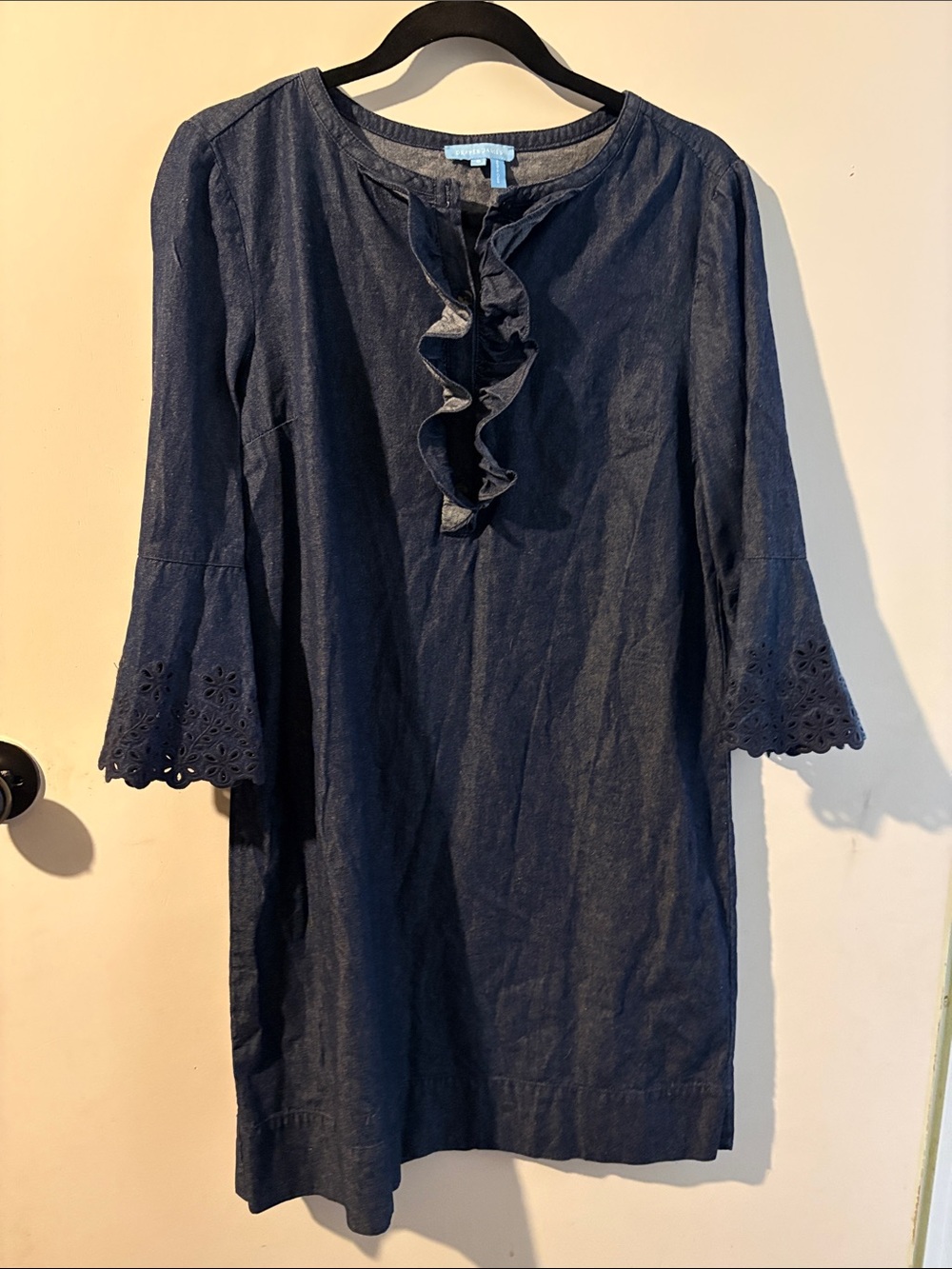Draper James Chambray Women’s Ruffle Front Shift Dress